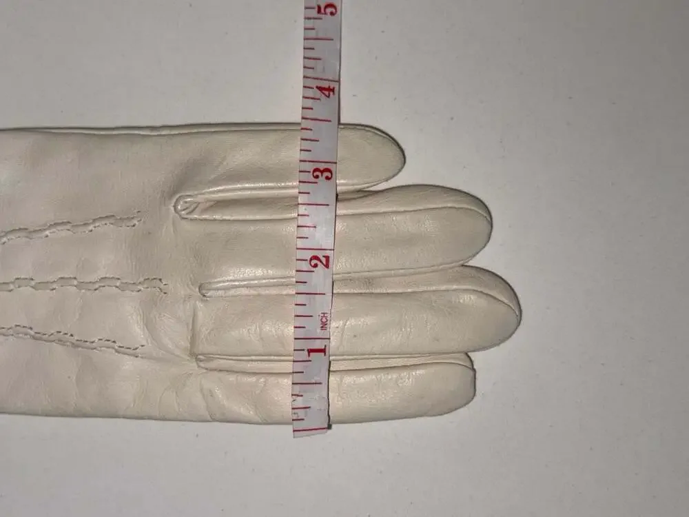 Women's Size 7 White Sheep Nappa Leather Gloves